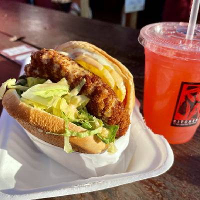 a close up of a sandwich sitting on top of a table